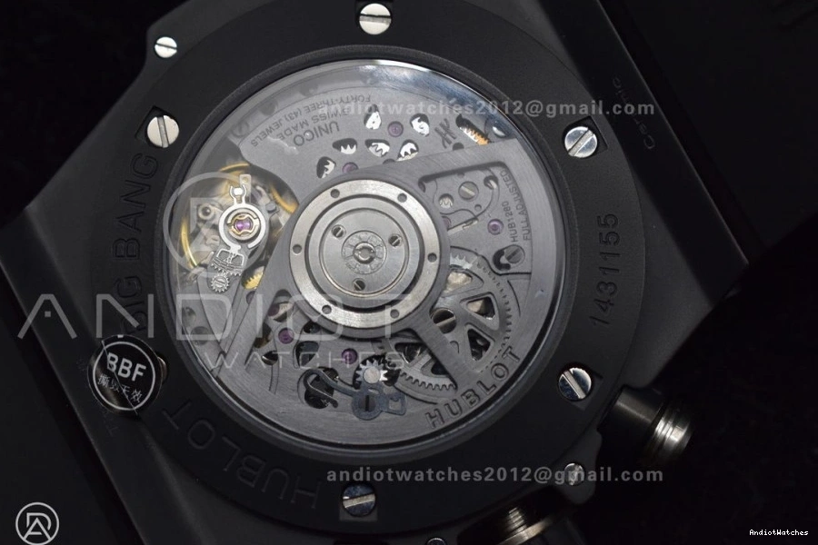 A Strap 1:1 Unico Hublot 893 Rubber on Bang Dial ZF Black BestValue Edition Best Black Full Skeleton Big 0712
